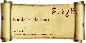 Panák Áron névjegykártya