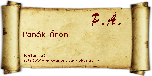 Panák Áron névjegykártya
